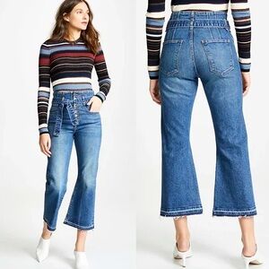 Veronica Beard Marlene Corset Straight Leg Jeans